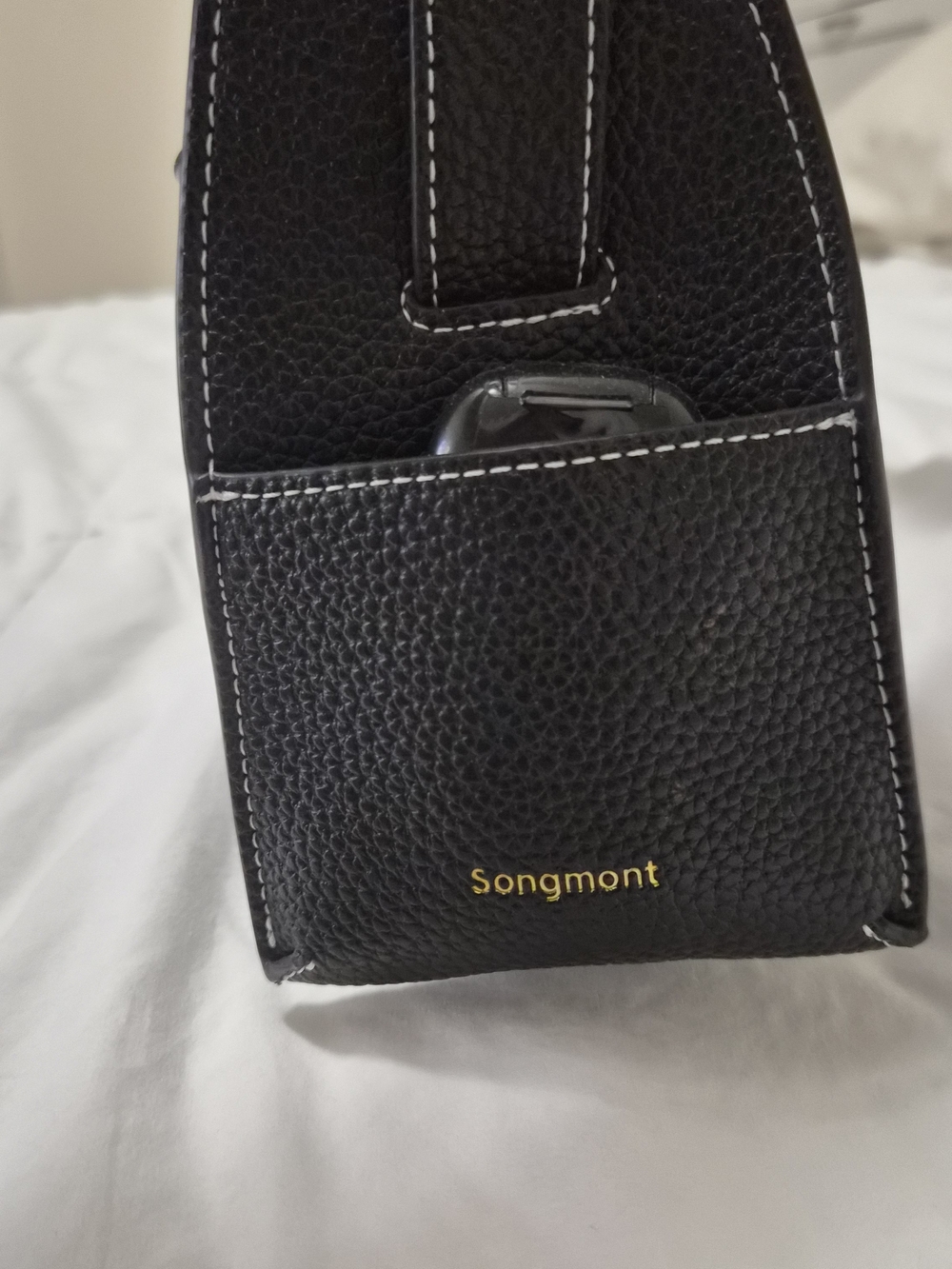 Songmont Black Pebbled Leather Crossbody - Picture 6 of 9